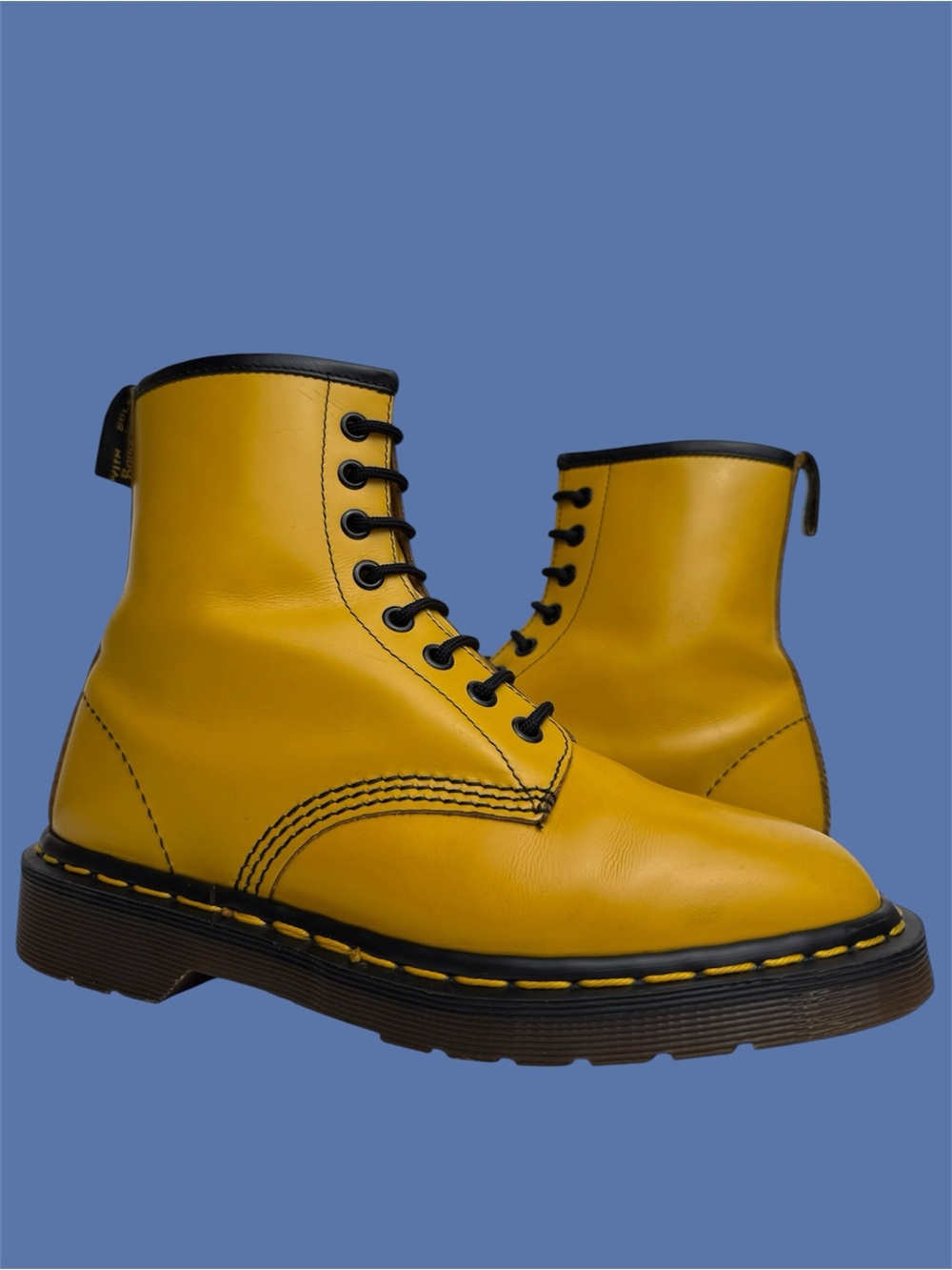 Vintage Dr. Martens Doc 1460 Made in England Yellow Leather Boots UK 5